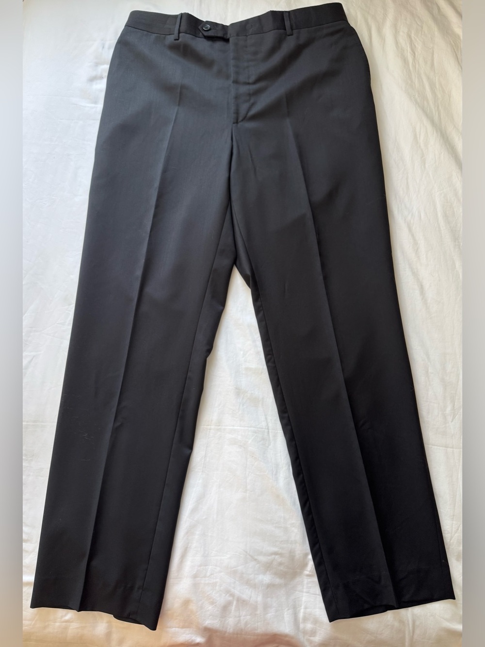 SAKS FIFTH AVE - Black SOLID "CLASSIC" WOOL Blend ITALY FLAT FRONT PANTS - 34W